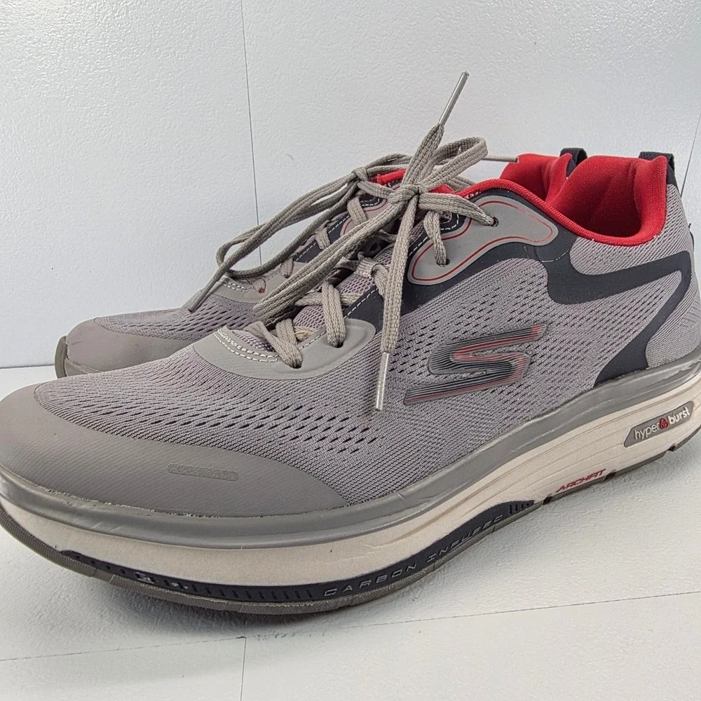 Skechers‎ Go Walk Mens Size 13 Grey Red Arch Fit Hyper Burst Athletic Shoes